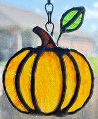 Image 1 of Classic Pumpkin Stained Glass Suncatcher