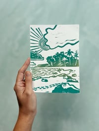 Image 2 of “All Swell”, 5x7” original linocut print
