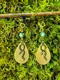 Image 2 of Serpent and African Turquoise Earrings 