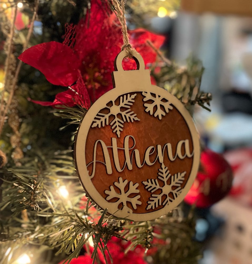 Image of Wooden name ornaments 