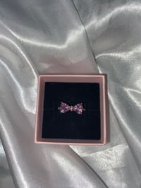 Image 2 of Pink adjustable crystal bow ring 