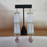 Image 1 of two tier Dentalium earrings (brown turtles)
