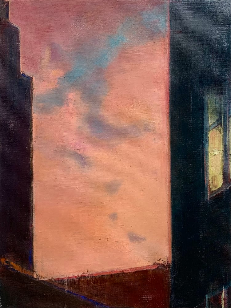 Image of Painting / maleri / "ISLANDS BRYGGE – Malerdrømme og tankestreger – Mellemrum I" / 30x40 cm