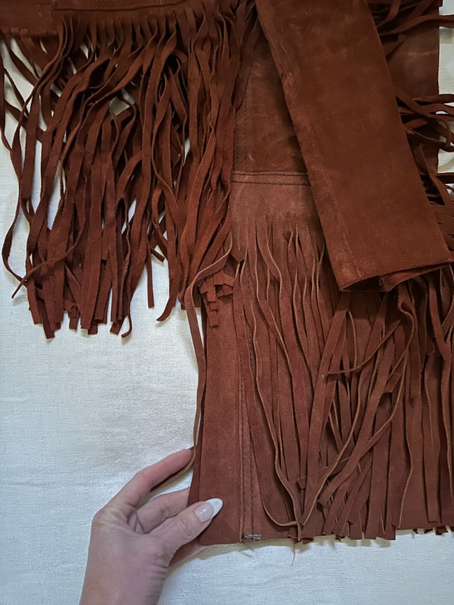 stellar late 1960s fringe suede trouser and bolero jacket set