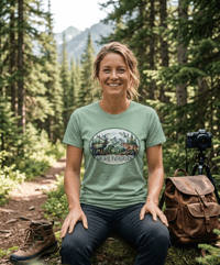 Image 2 of Watercolor Wildlife Graphic Tee Sage 