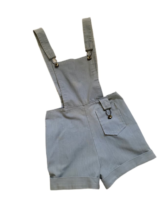 1960s denim cross-cross romper overall shorts