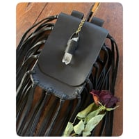 Image 3 of The Lita Fringe Belt Bag - Black Leather 