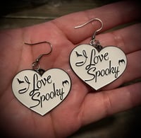 Metal I Love Spooky Dangly Earrings 