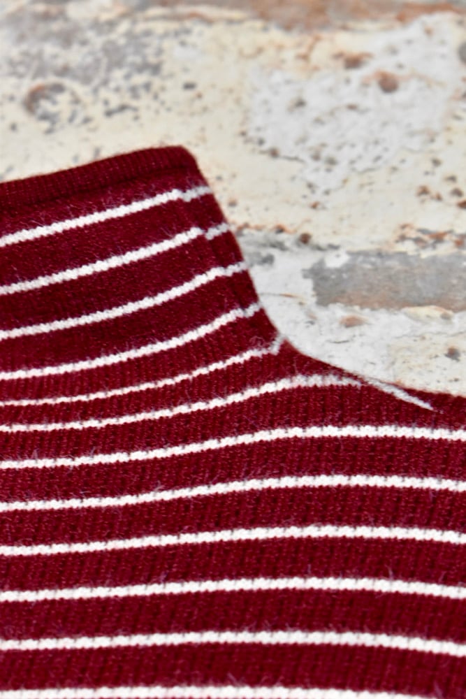 Image of High Neck Striped Top
