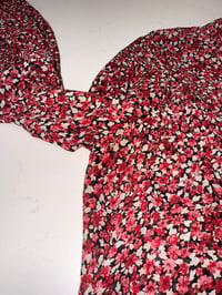 Image 8 of Sheer Crepe Crinkle Silk Floral Button Up Shirt - Size 12 Petite - Cottage Boho
