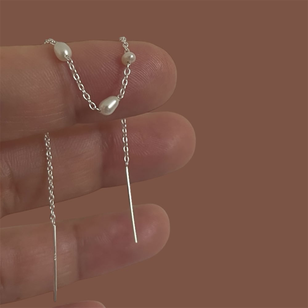 Image of pearl double thread earring