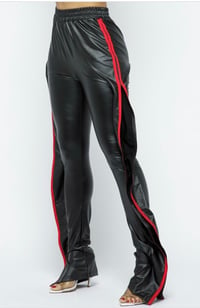 Image 2 of Faux- Leather Ruffled Track Pants