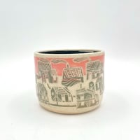 Image 2 of town at sunset mug