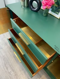 Image 7 of Vintage Retro Lebus sideboard with drawers / tv cabinet painted in dark green