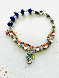 Image 2 of wire wrapped lapis and carnelian charm bracelet