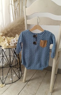 Image 2 of Photo prop | boy bodysuit for photoshoot |  Ari | dusty blue | 12-15 months | 18-24 months