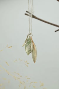 Image 4 of Moss agate and recycled sterling silver olive leaves necklace.  Olivo collection.