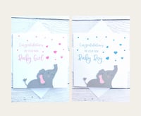 Image 1 of Cute Little Elephant New Baby Handmade Card - Adorable Card for Welcoming a Newborn