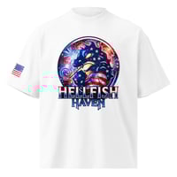 Image 10 of Unisex USA 250 Hellfish Haven organic oversized high neck t-shirt