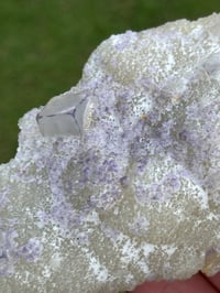 Image 9 of QR Code Fluorite On Druzy Quartz Matrix Specimen| Guizhou China #3065