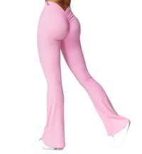 Image 1 of V Back Scrunch Flares Leggings - Baby Pink
