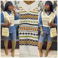 Large cream print vest 