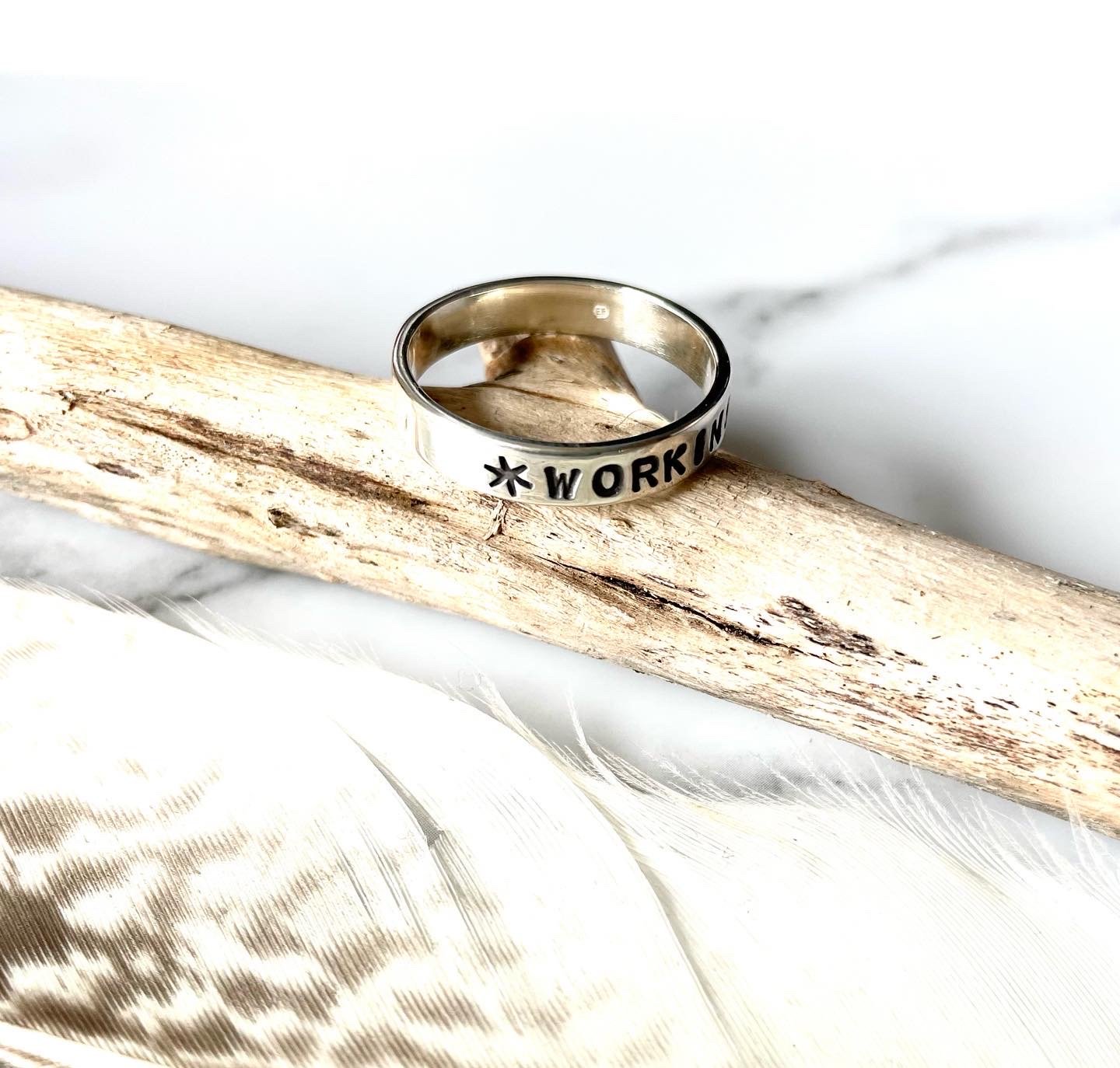 Image of Handmade Sterling Silver 'WORKING CLASS' Stacking Ring 925