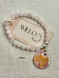 Image 1 of Rose Quartz gemstone bracelet with enamel charm 