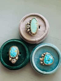 Image 5 of Number 8 Turquoise Ring with Sterling Roses And Pearls. Size 9