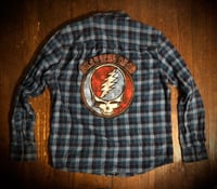 Upcycled “Grateful Dead/Steal your Face” t-shirt flannel