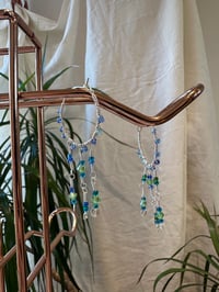 Image 3 of silver hoops in green/blue