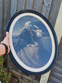 Image 2 of HUGE Victorian "faceless girl" with preserved web inside Victorian frame