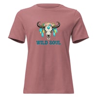 Image 3 of Women's Relaxed T-Shirt, Wild Soul Longhorn Skull tee
