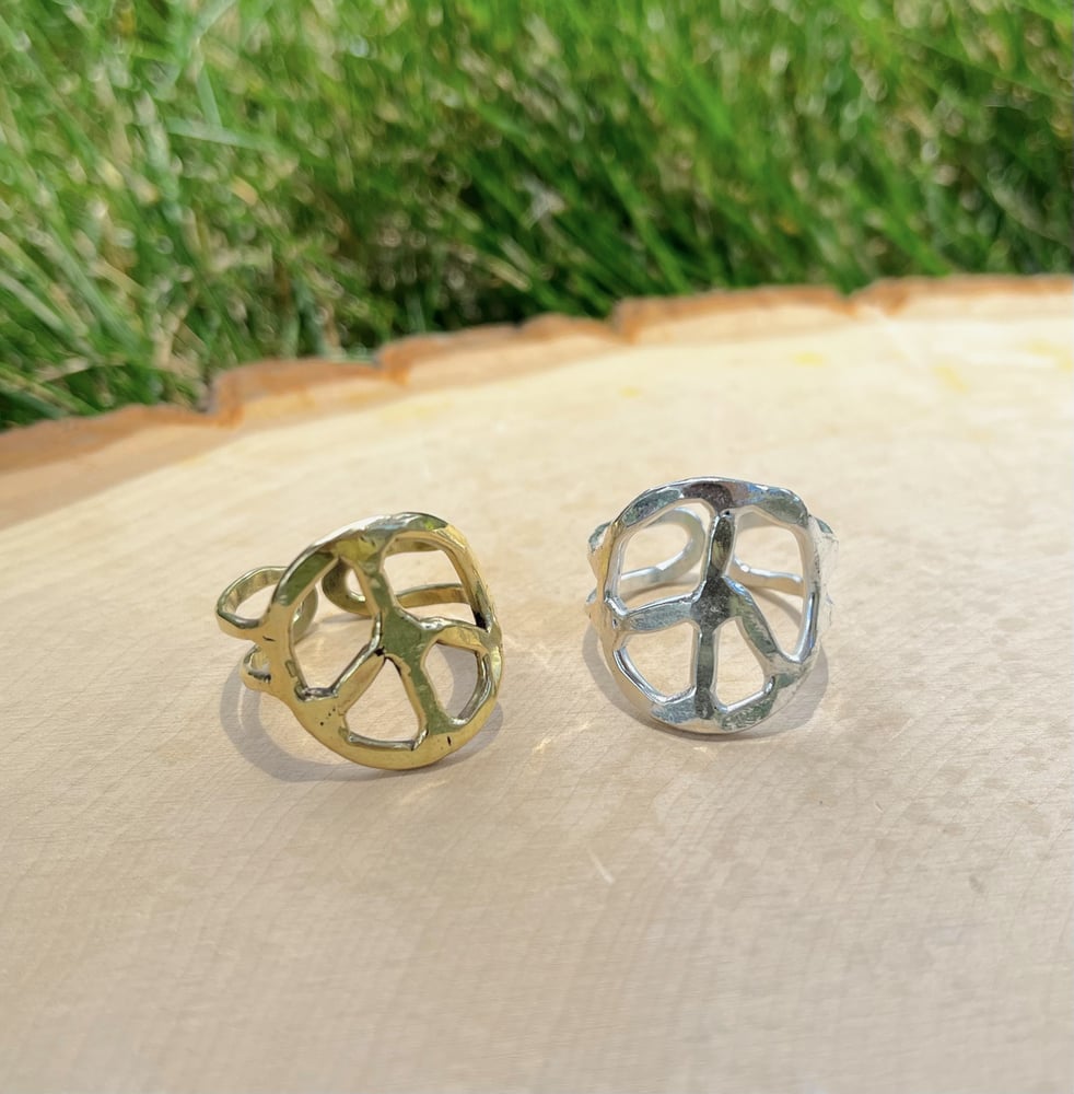 Image of Peace Sign Adjustable Ring