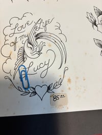 Image 2 of  Malone vintage Tattoo Flash Sheet 1987 Ed Hardy designs , As-Is