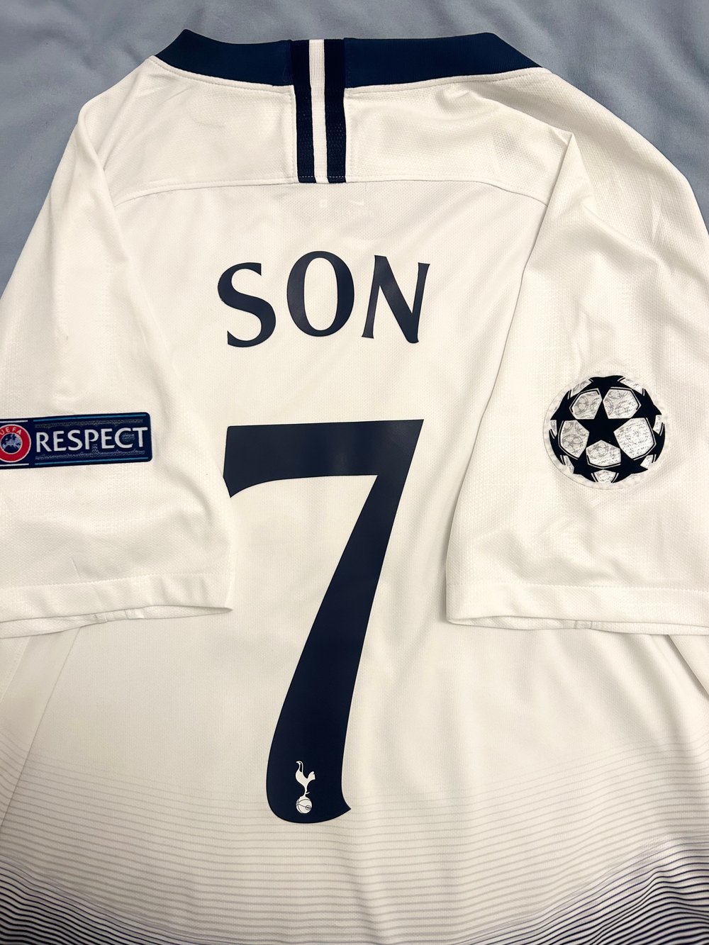 Image of Tottenham Hotspur “SON 7” 2018/19 UCL Final Home Shirt + patches (XL)