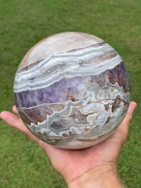 Image 1 of Large Amethyst With Mexican Lace Agate Sphere Statement Piece #449