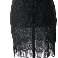 Image 6 of 90s Vintage Black Sheer Metallic Lace Fringe Dress w - Size 5 Jonathan Martin 