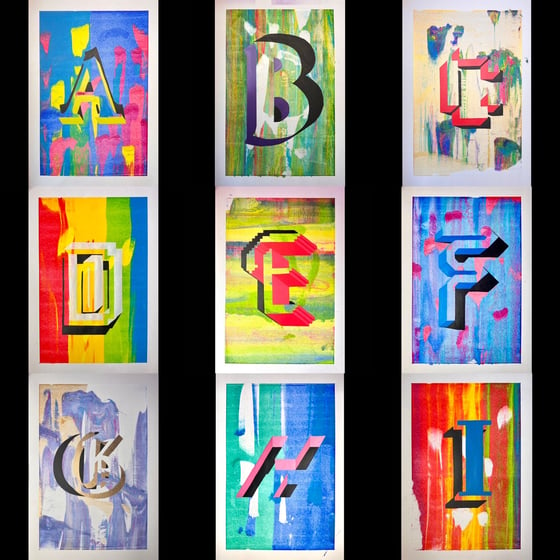 Image of A4 MonoPrint/Typograph by Ricky Martin CBBC’s Art Ninja