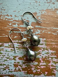 Image 6 of peacock pearl and boulder opal earrings