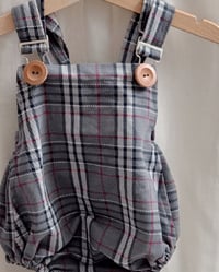 Image 2 of Baby Boy Dungarees for Sitter Photo shoots | Christian | age 9-12 months |grey  plaid