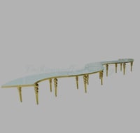 Image 2 of Kid Sepantine table for rent only stainless steel frames with glass top  each half is $200