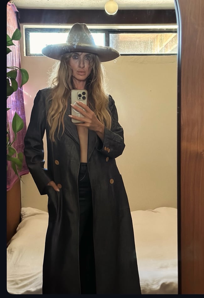 early 1970s denim maxi trench coat double breasted overcoat 