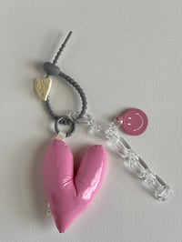 Pink Heart Keychain with Smiley 