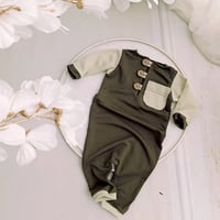 Image 1 of Photography boy romper - Callan | 9-12 months - khaki | sitter