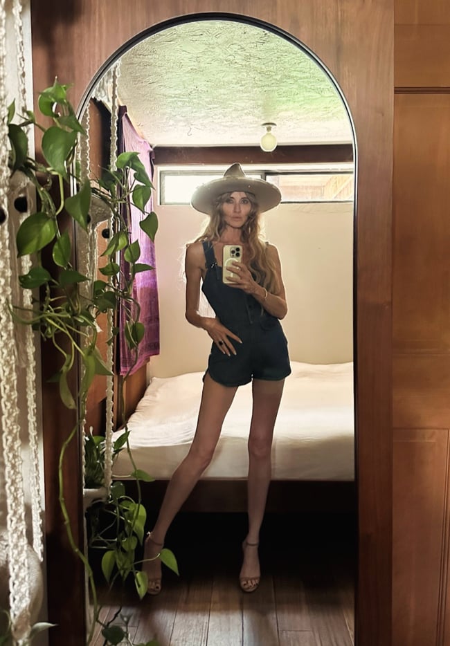 early 70s denim snap romper playsuit