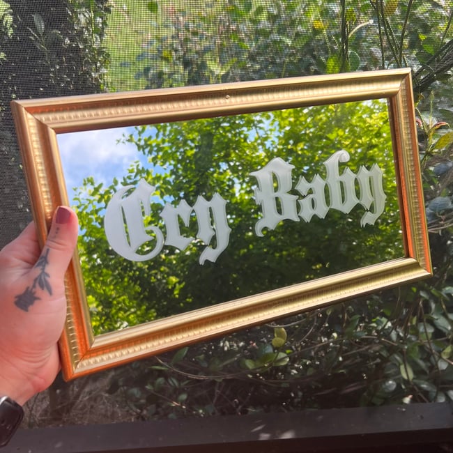 Crybaby Etched Framed Mirror
