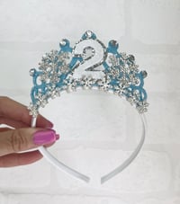 Image 3 of Silver snowflake blue birthday tiara