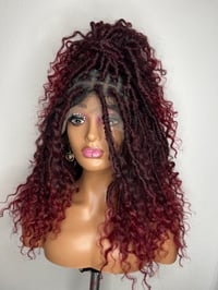 Image 1 of Twist Braided Wigs Knotless Synthetic Full Lace Wigs Crochet Dreadlocks Wig with Curly Hair 
