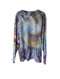 Image 4 of XL Unisex Adult Soft Long Sleeve Tee in Muted Spiral Ice Dye